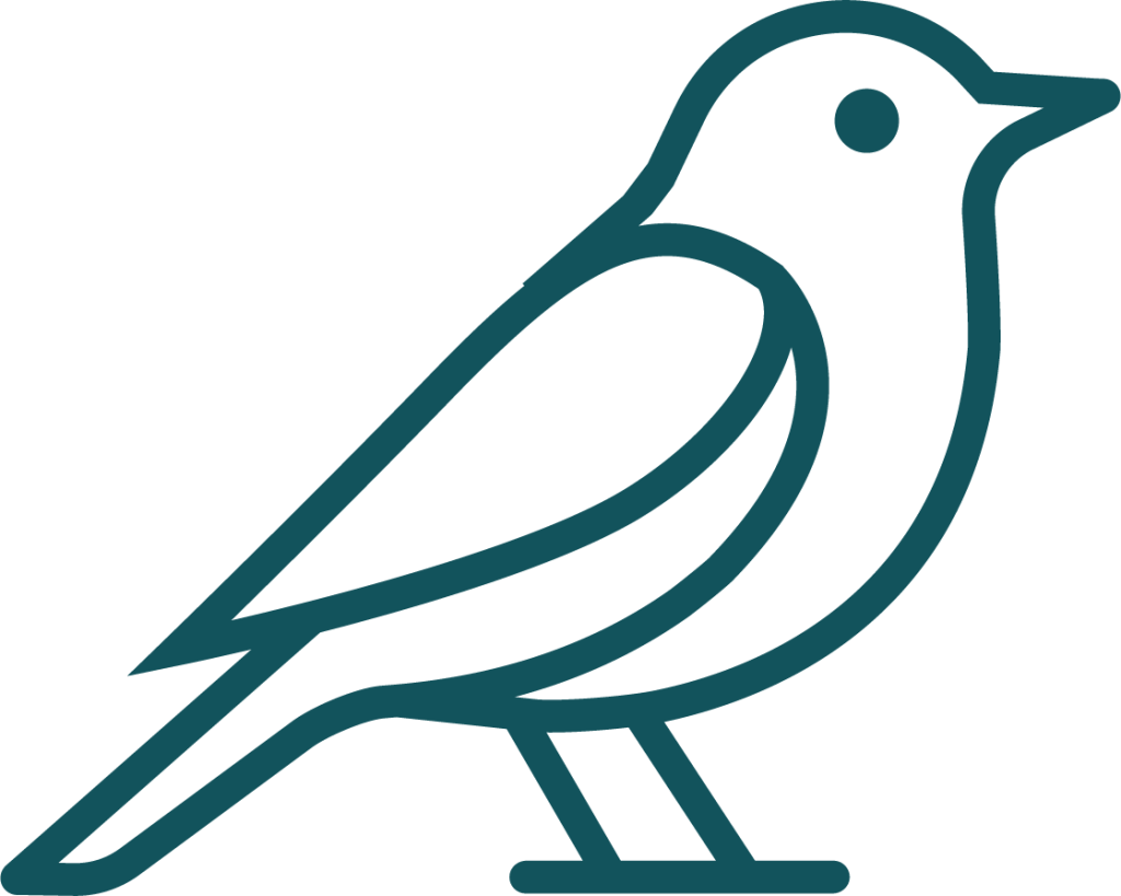Stylized outline of a bird in a minimalist design.